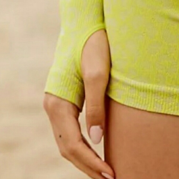 Free People Movement Leopard Top Long Sleeve Layering Lime XS - Picture 13 of 13